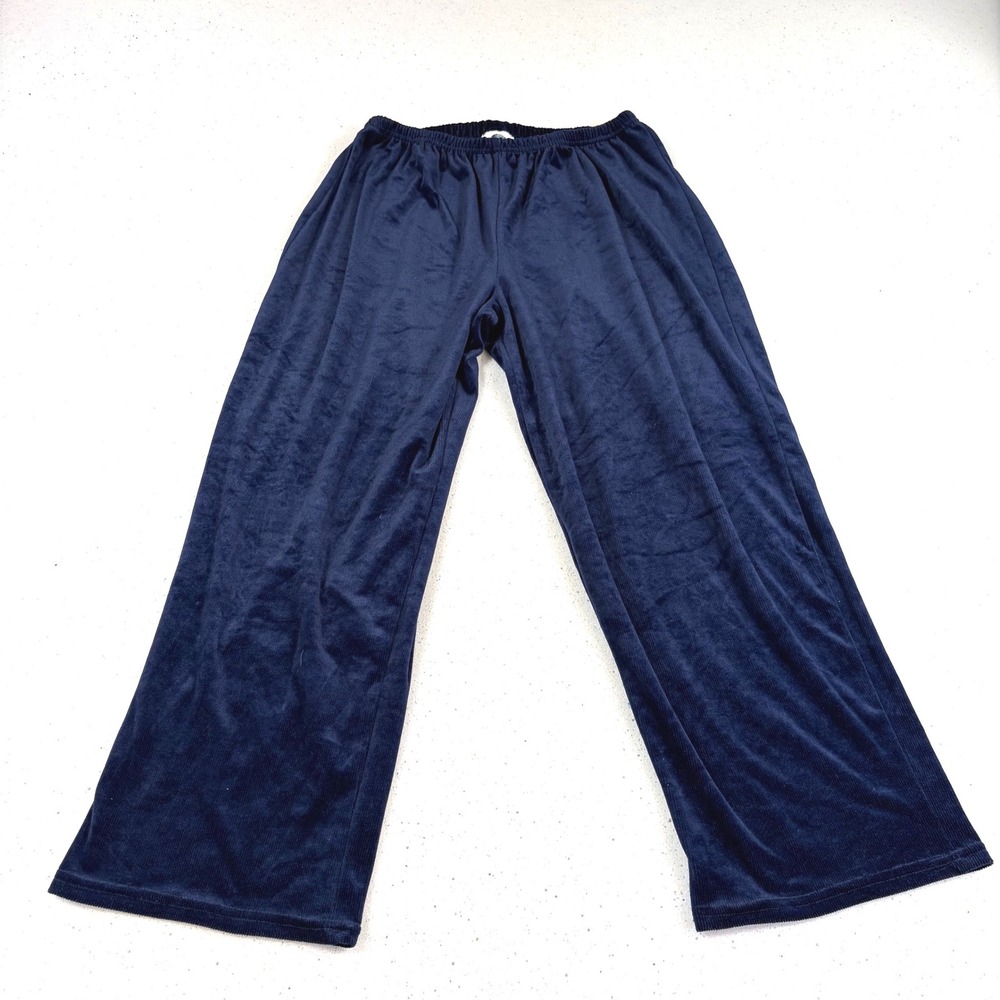 SUPERLINE Navy Blue Corduroy Wide Leg‎ Lounge Pants Size Large